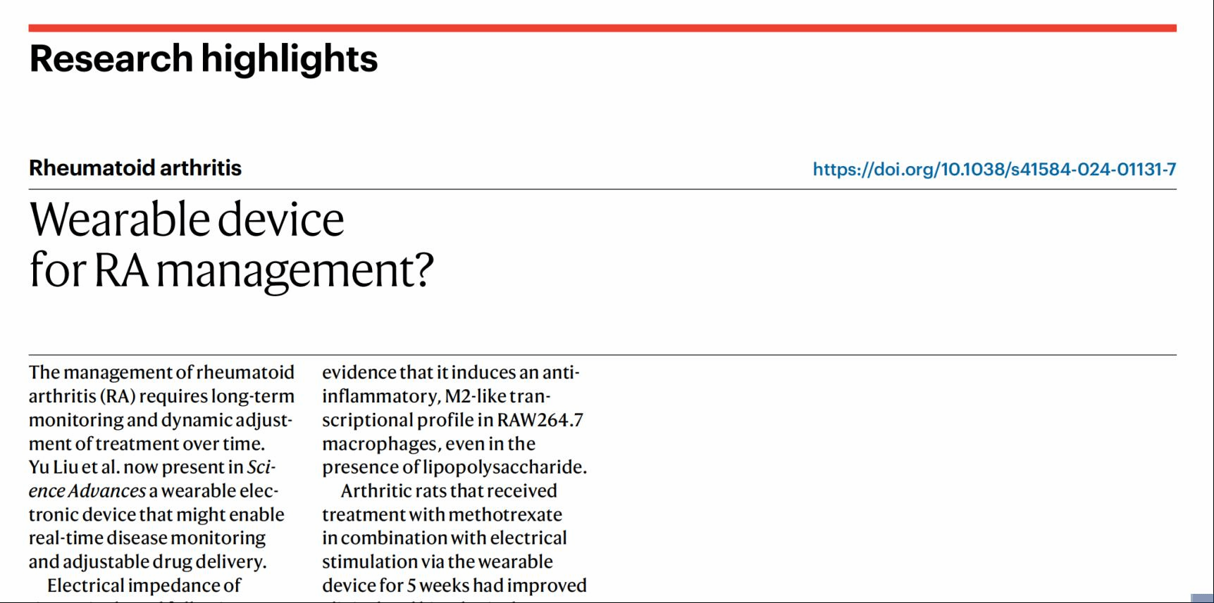 Nature Reviews Rheumatology专文评述我校光健康团队Science advances新作南昌大学